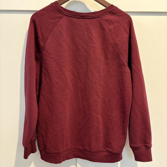 Old Navy Sweatshirt Women M Maroon Peace Sign Hand Graphic Pullover Athleisure - Picture 6 of 11